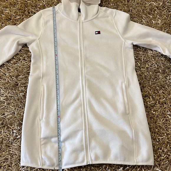 Tommy Hilfiger Women’s Long Fleece Zipped Hoodie Jacket Off White - Picture 2 of 8